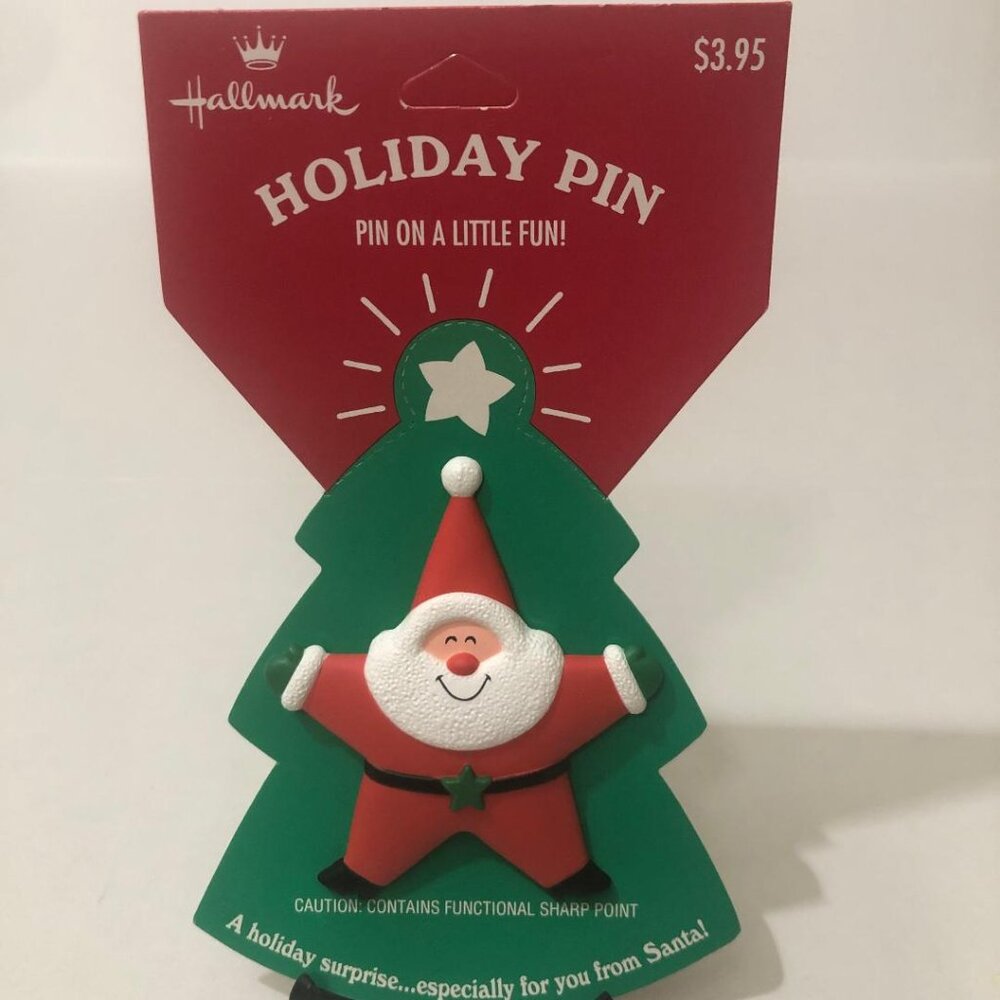 New Vintage Hallmark Holiday Lapel Pin Brooch Christmas Santa Claus